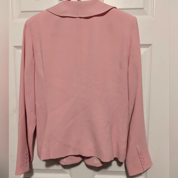 NyGard Collection Blush Pink Ruffle Blazer Size 12 Feminine Career Spring Jacket - Picture 6 of 8